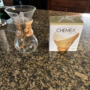NEW-Chemex Glass Coffee Maker with Wooden Collar